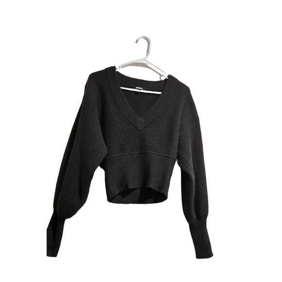 Express Black V-Neck Sweater with Ribbed Cuffs - Picture 7 of 10